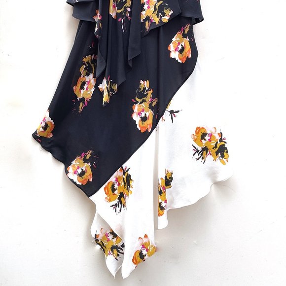 A.L.C. Floral Silk Ruffle Asymmetric Dress - Picture 11 of 11